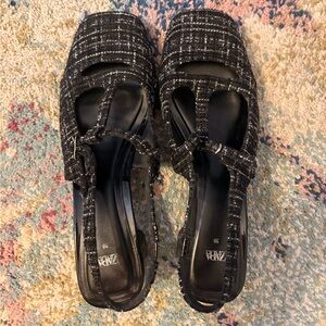 Zara Black and White Tweed Heels -rare